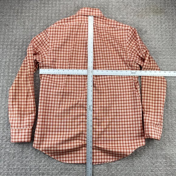 Banana Republic Shirt Men Medium Orange Checkered Button Up Non-Iron Classic Fit - Picture 5 of 7